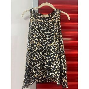 Alisha Levine SMALL Leopard Racer Back Silk Top Tank LIKE NEW